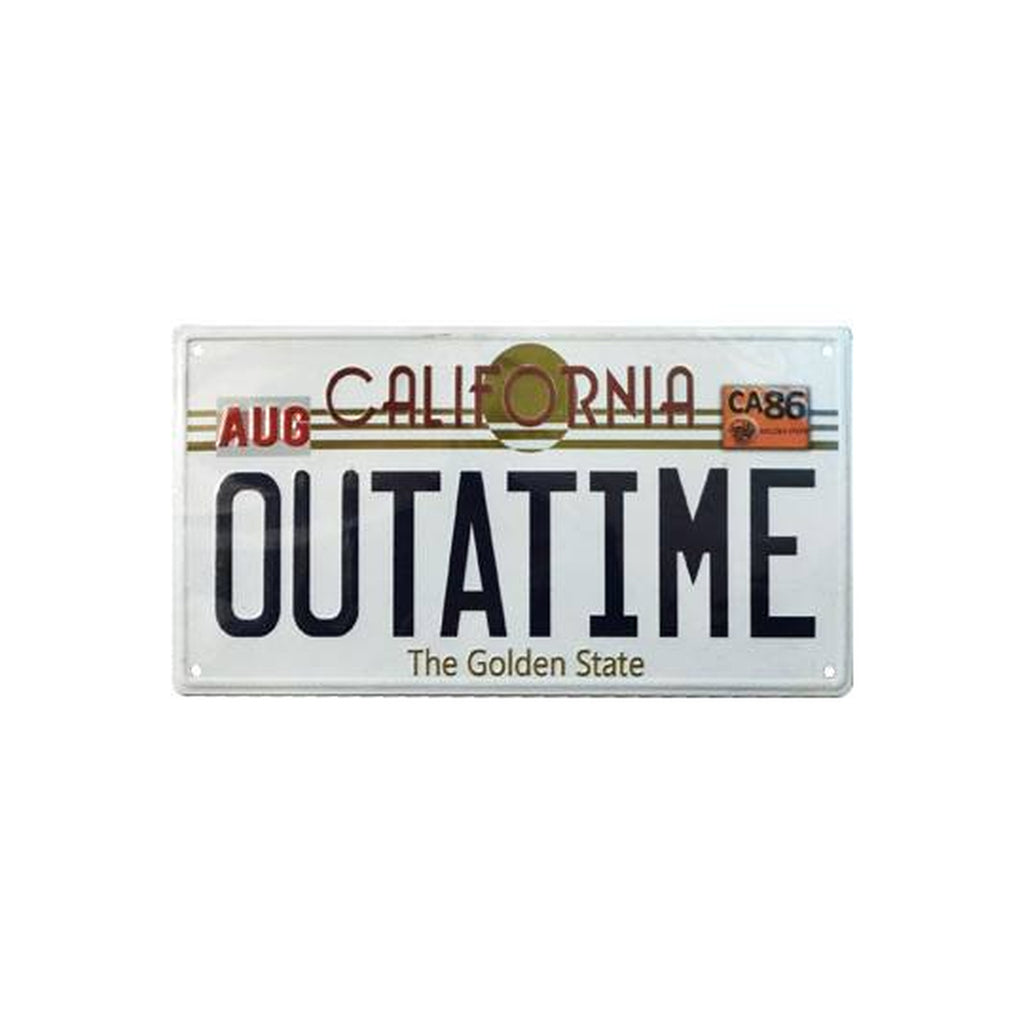 Produktbild Zurück in die Zukunft Me­tall­schild Outatime DeLorean Nummernschild