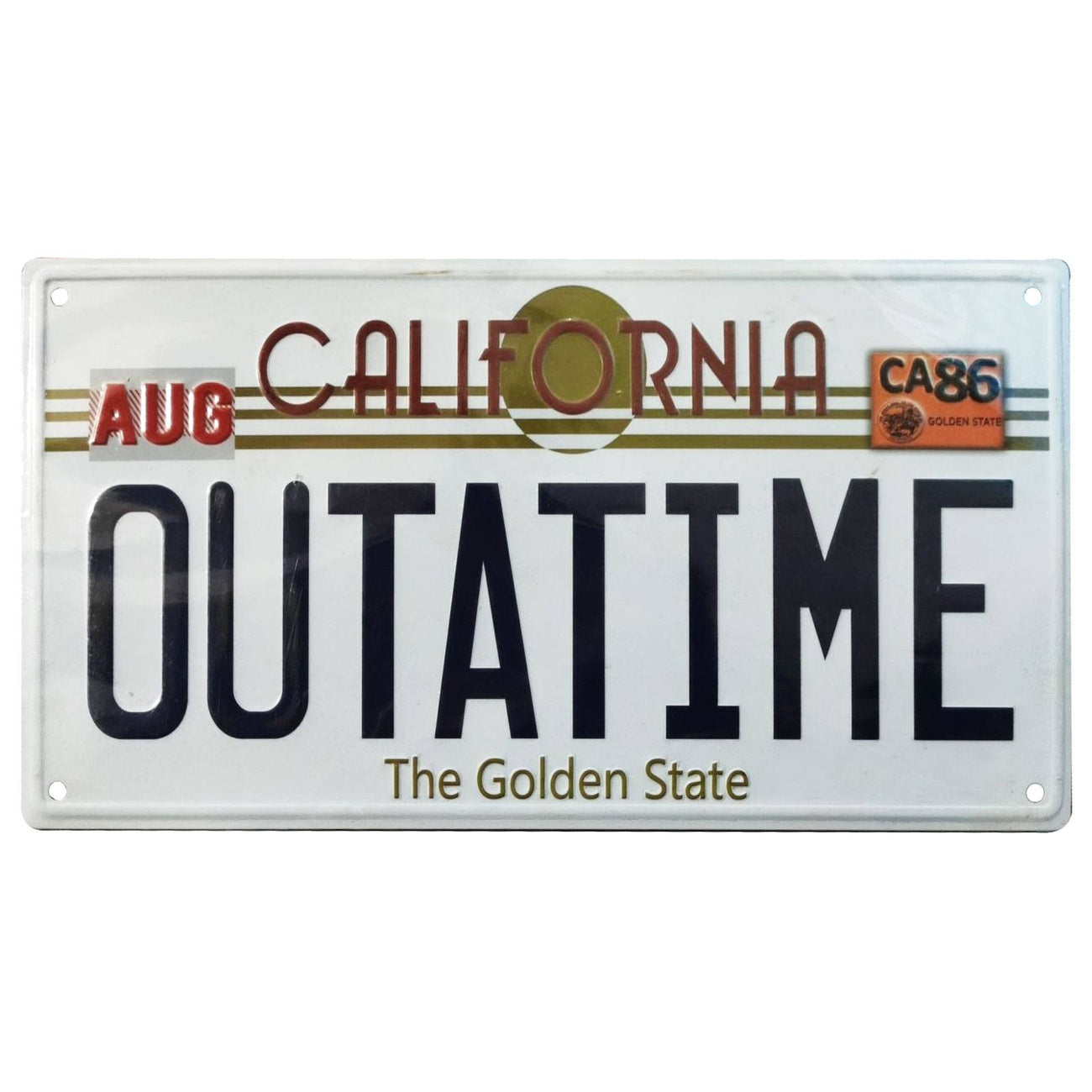 Produktbild Zurück in die Zukunft Me­tall­schild Outatime DeLorean Nummernschild