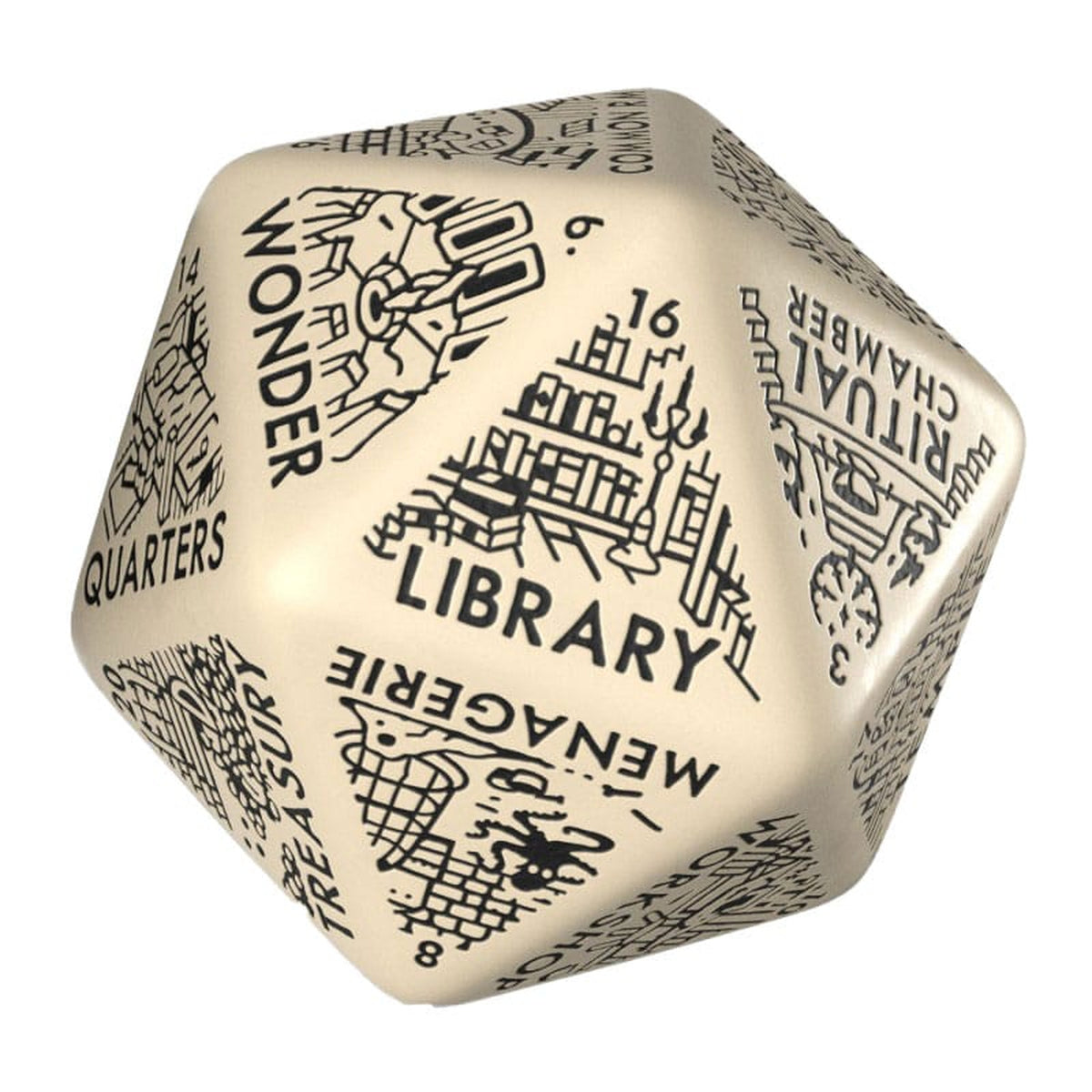 Product image Viridian Dice Jumbo Die Dungeon Room Generator D20 Beige