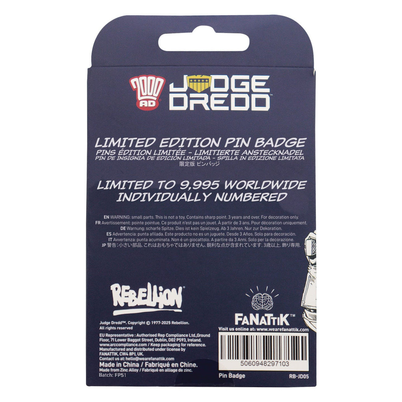 Produktbild 2000 AD Ansteck-Pin Judge Dredd You're Next Punk Limited Edition