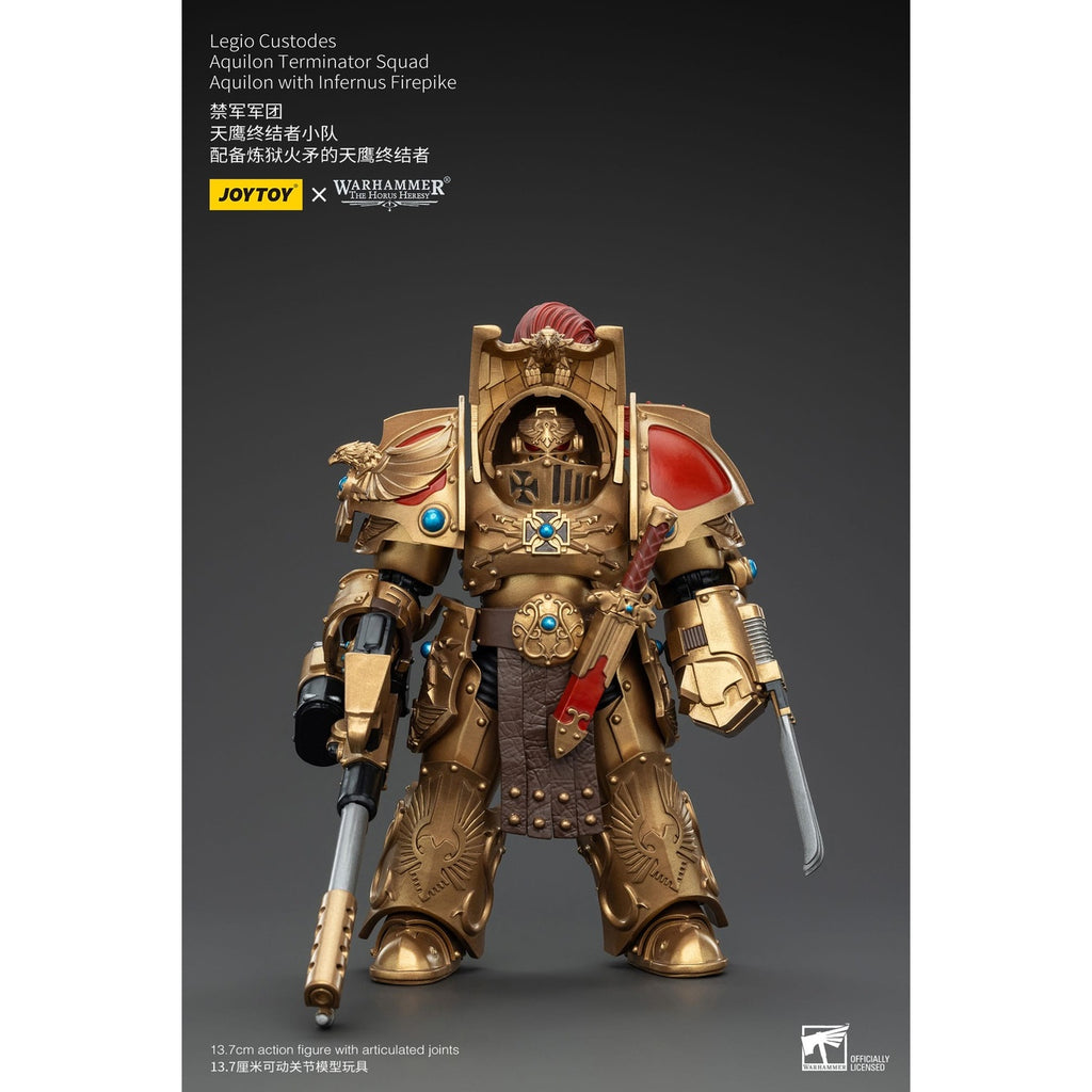 Produktbild Warhammer The Horus Heresy Actionfigur 1/18 Legio Custodes Aquilon Terminator Squad Aquilon with Infernus Firepike 14 cm