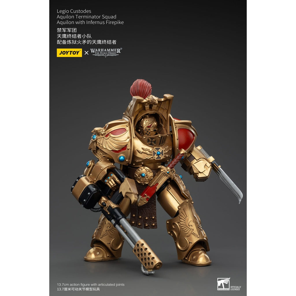 Produktbild Warhammer The Horus Heresy Actionfigur 1/18 Legio Custodes Aquilon Terminator Squad Aquilon with Infernus Firepike 14 cm