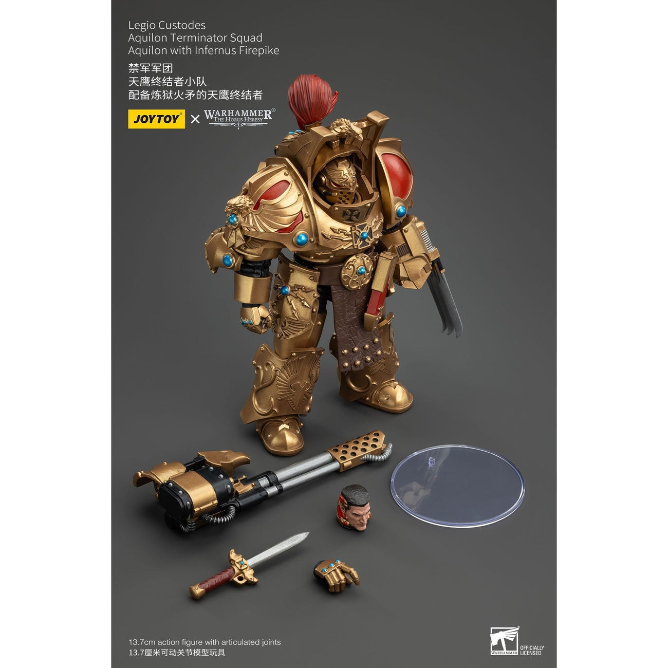 Produktbild Warhammer The Horus Heresy Actionfigur 1/18 Legio Custodes Aquilon Terminator Squad Aquilon with Infernus Firepike 14 cm