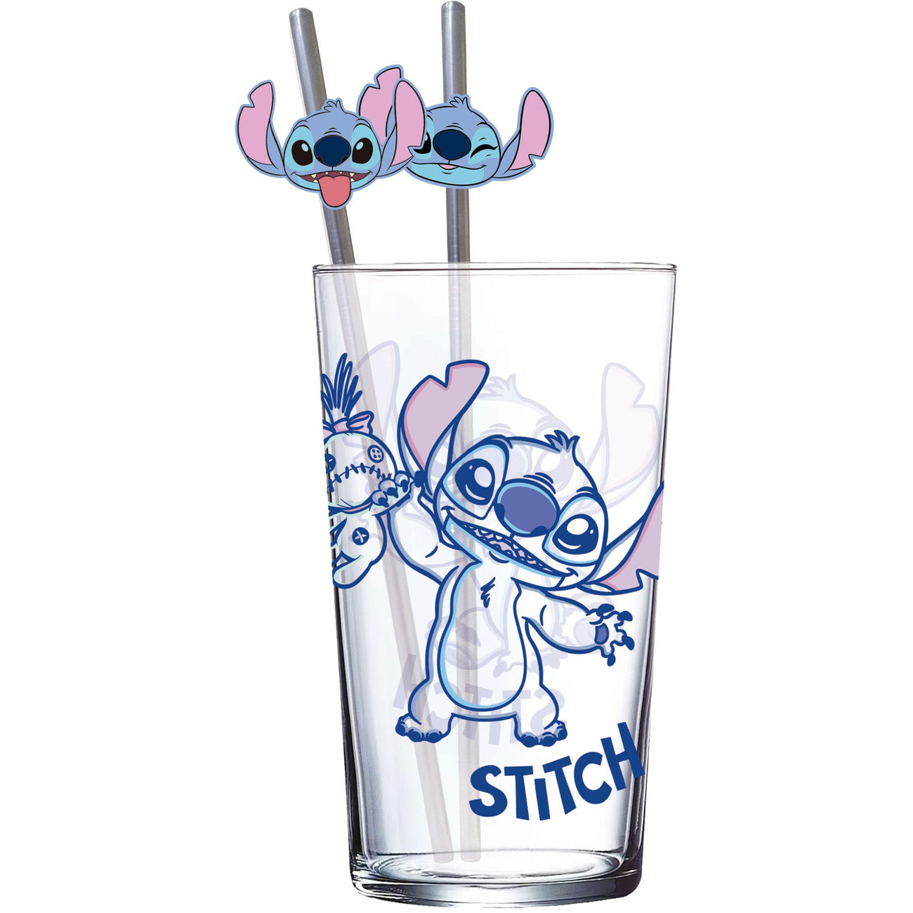 Produktbild Lilo & Stitch Glas Tumbler mit Trinkhalmen Stitch 485 ml