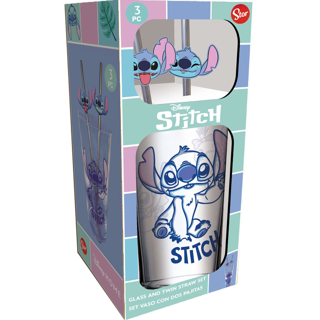 Produktbild Lilo & Stitch Glas Tumbler mit Trinkhalmen Stitch 485 ml
