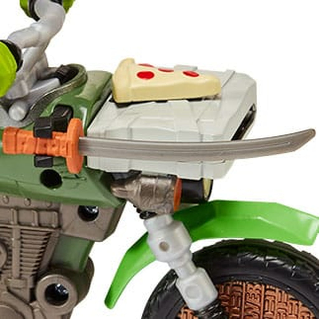 Produktbild Teenage Mutant Ninja Turtles: Mutant Mayhem Drive N Kick Action Figur Leonardo & Motorrad 11 cm