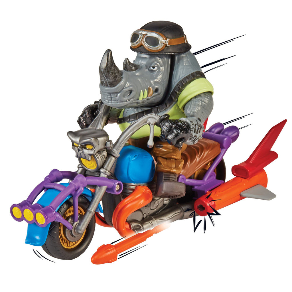 Produktbild Teenage Mutant Ninja Turtles Actionfigur mit Fahrzeug Rocksteady & Chopper 12 cm