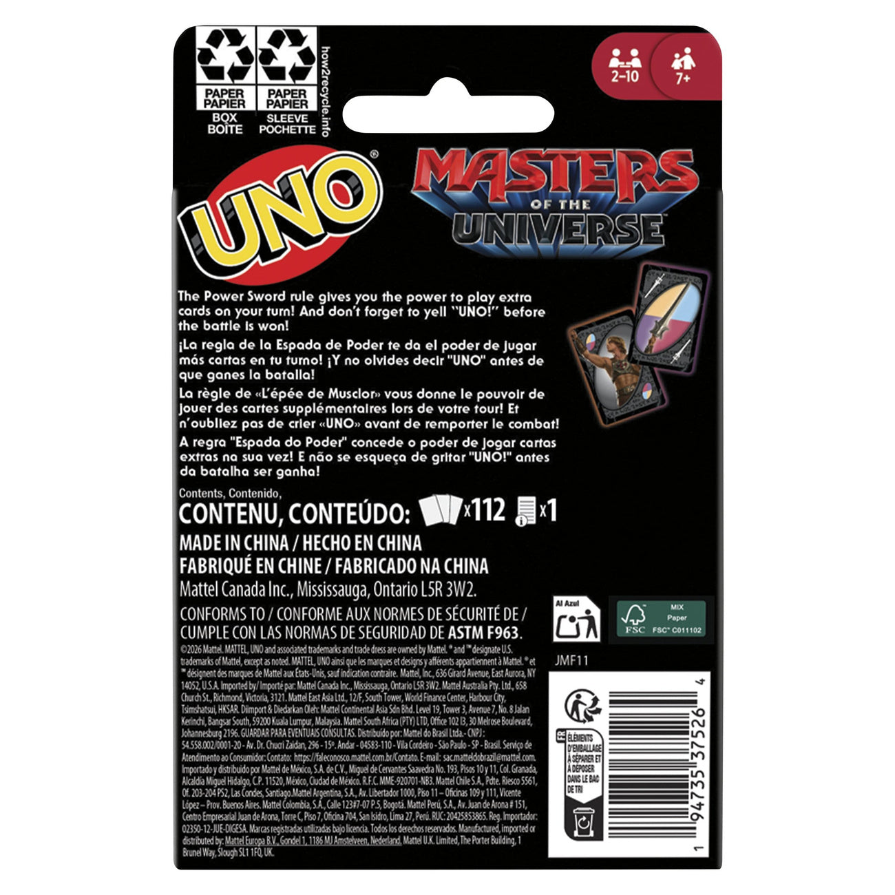 Product image Masters of the Universe 2026 Movie UNO Card Game