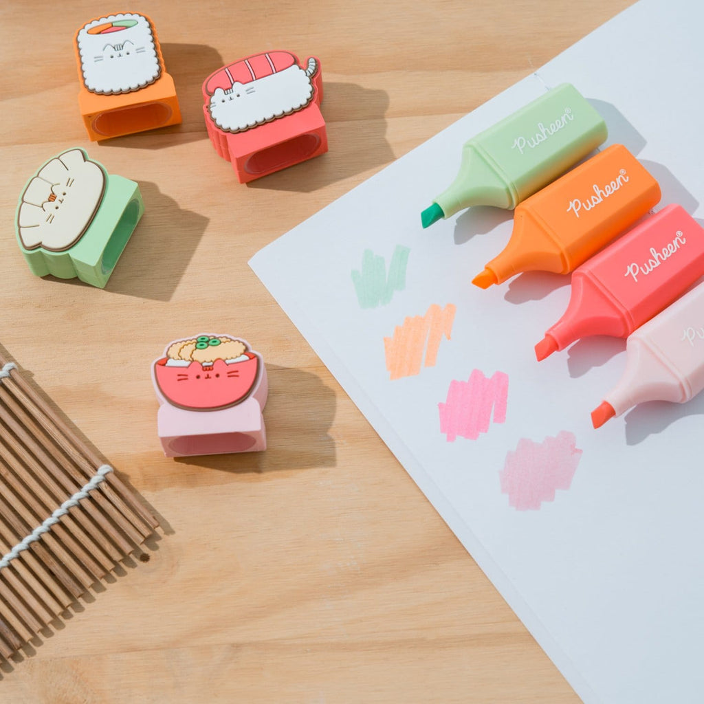 Produktbild Pusheen Textmarker mit Topper Sushi Roll 4er Set