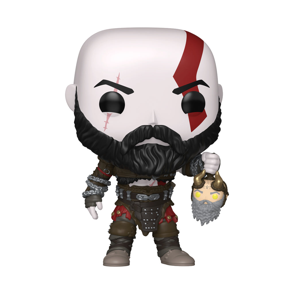 Produktbild God of War: Ragnarok - Kratos mit Mimir’s Kopf Funko Pop Figur